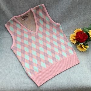 NWOT - Pink, Lavender, & Green Argyle Sweater Vest